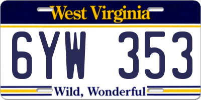 WV license plate 6YW353