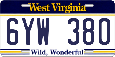 WV license plate 6YW380