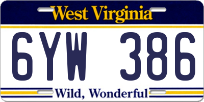 WV license plate 6YW386