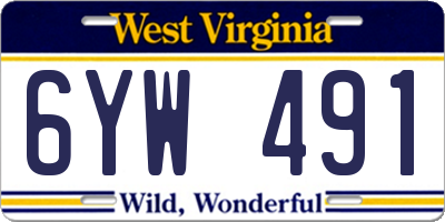 WV license plate 6YW491