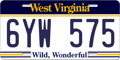WV license plate 6YW575