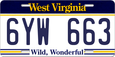 WV license plate 6YW663