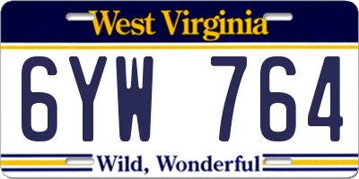 WV license plate 6YW764