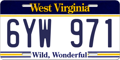 WV license plate 6YW971
