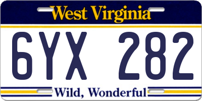 WV license plate 6YX282