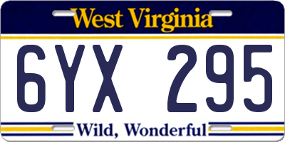 WV license plate 6YX295