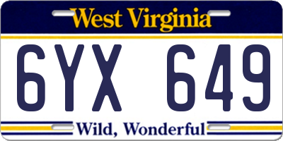 WV license plate 6YX649