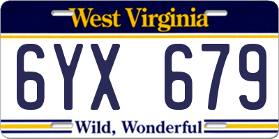 WV license plate 6YX679