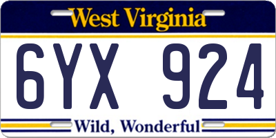 WV license plate 6YX924