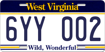 WV license plate 6YY002