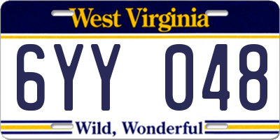 WV license plate 6YY048