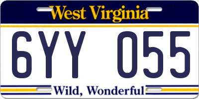 WV license plate 6YY055