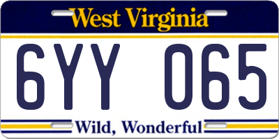 WV license plate 6YY065