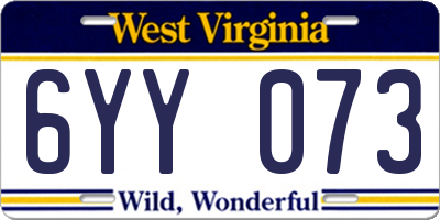 WV license plate 6YY073