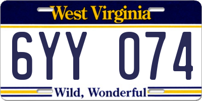 WV license plate 6YY074