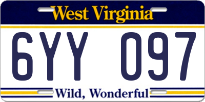 WV license plate 6YY097