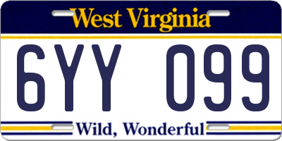 WV license plate 6YY099