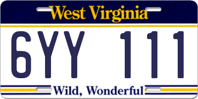 WV license plate 6YY111