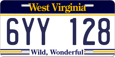 WV license plate 6YY128