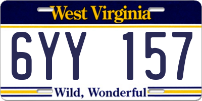 WV license plate 6YY157