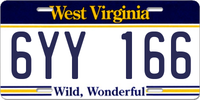 WV license plate 6YY166