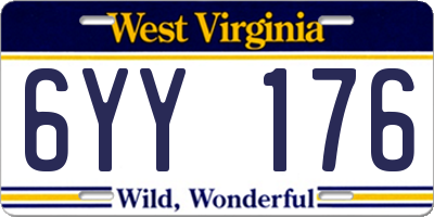 WV license plate 6YY176