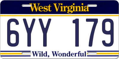 WV license plate 6YY179