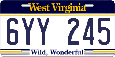 WV license plate 6YY245
