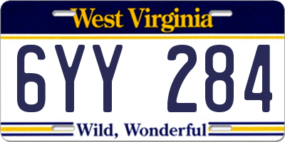 WV license plate 6YY284