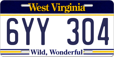 WV license plate 6YY304