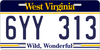 WV license plate 6YY313