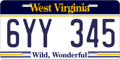 WV license plate 6YY345