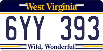 WV license plate 6YY393