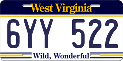 WV license plate 6YY522