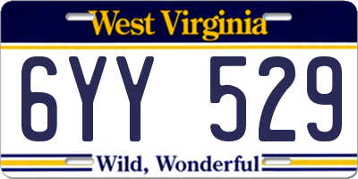 WV license plate 6YY529