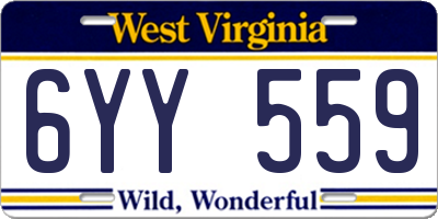WV license plate 6YY559