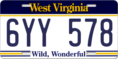 WV license plate 6YY578