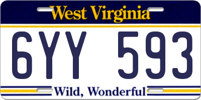 WV license plate 6YY593