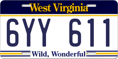 WV license plate 6YY611