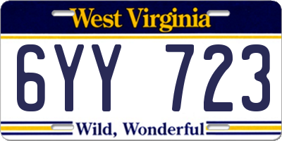 WV license plate 6YY723