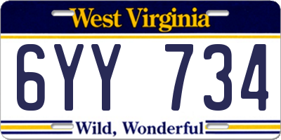 WV license plate 6YY734
