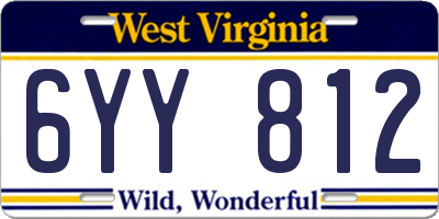 WV license plate 6YY812