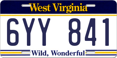 WV license plate 6YY841