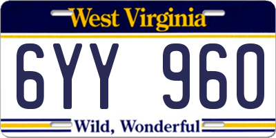 WV license plate 6YY960