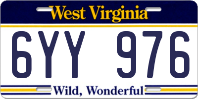 WV license plate 6YY976