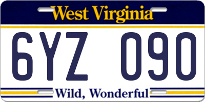 WV license plate 6YZ090