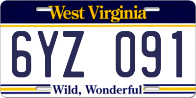 WV license plate 6YZ091