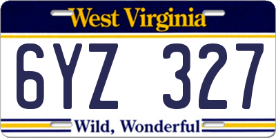 WV license plate 6YZ327