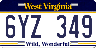 WV license plate 6YZ349