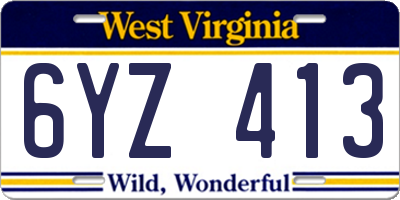 WV license plate 6YZ413